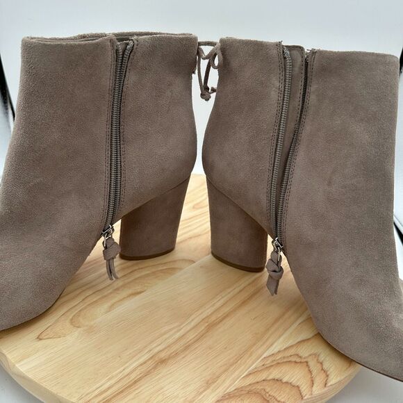 Saks Fifth Avenue Nina Ankle Boots Womens 11 Tan Leather Block Heels Mod - Picture 7 of 12
